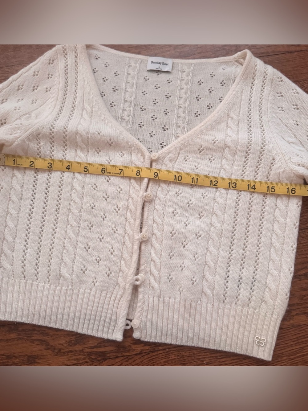 Aritzia Cropped Pointelle Knit Top - Picture 4 of 6